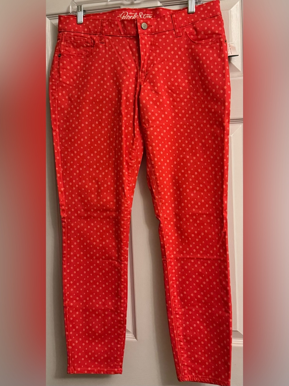 Old Navy Coral Polka Dot Skinny Jeans